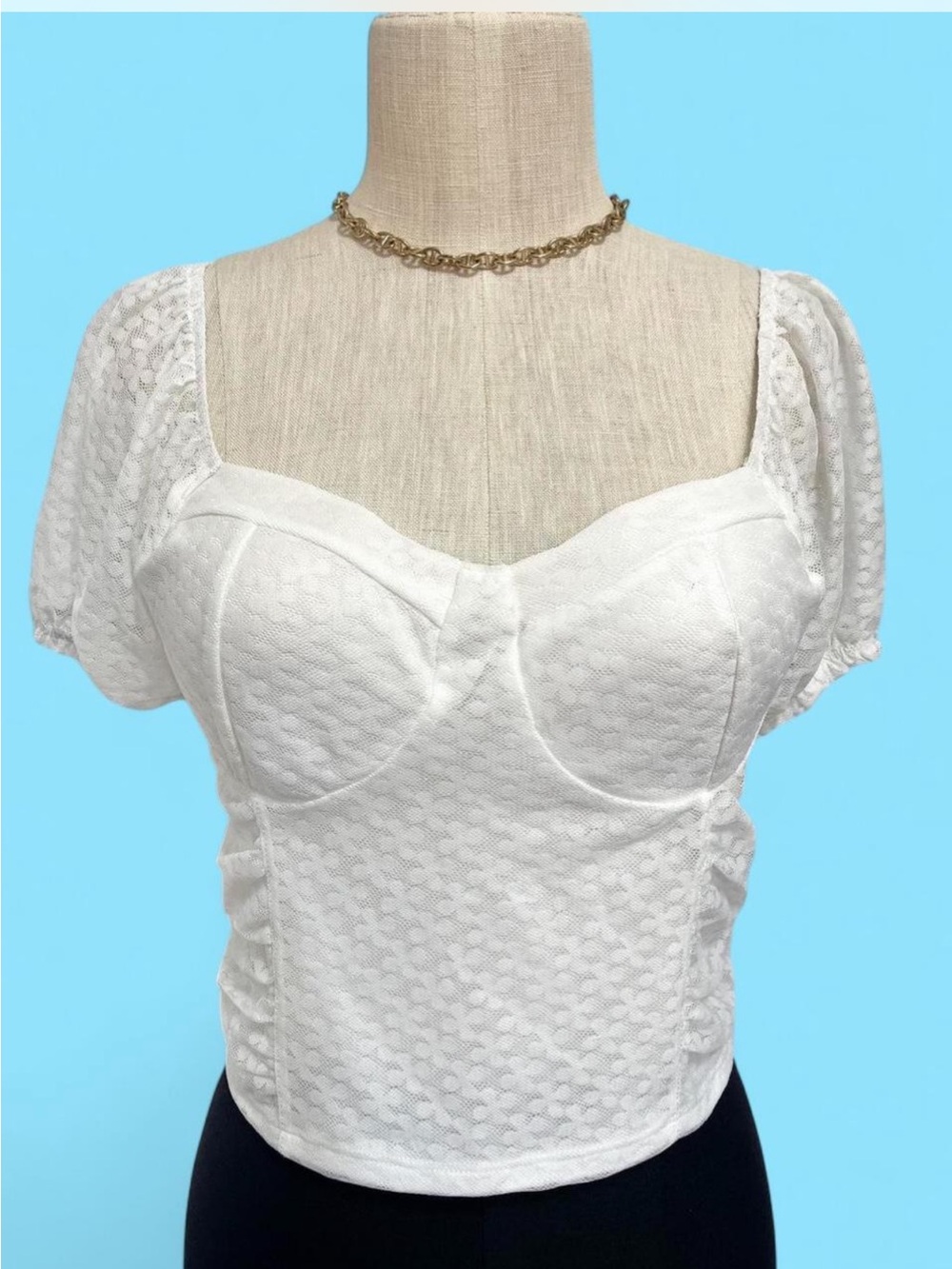 White Lace Sweetheart Bustier Top